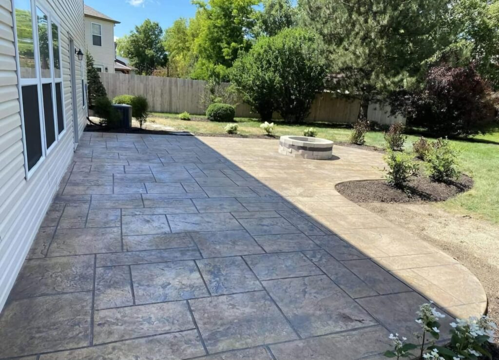 Stamped Concrete Patio and Fire Pit